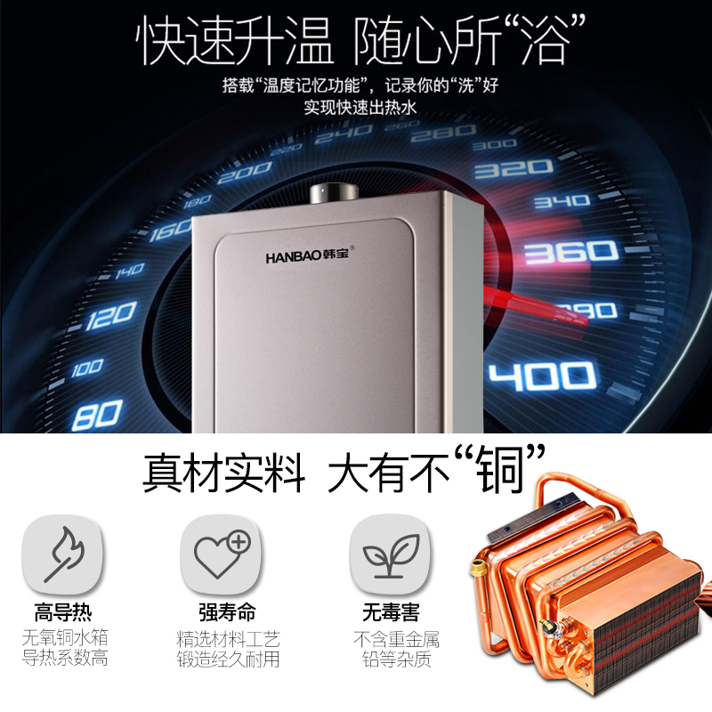 韩宝12L强排式恒温燃气热水器 即热式热水器 DSH13天然气(覆盖范围包安装)