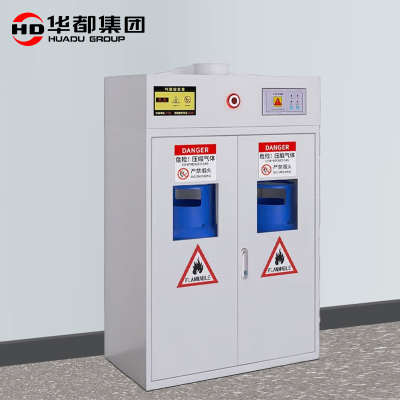 华都HDQP-11W 白双瓶液化煤气罐柜二代报警华都气瓶柜防爆甲烷乙炔燃气液化罐全钢气体储存柜二代报警工业实验室高清大图