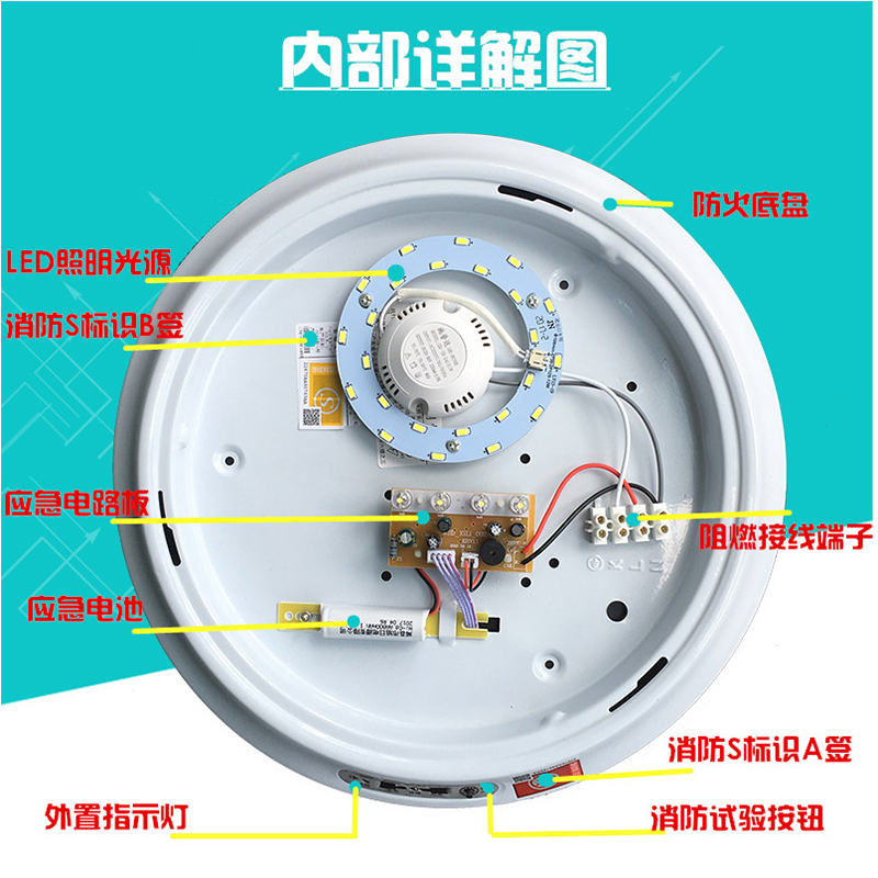 led消防应急吸顶照明灯 面包人体感应灯声光控32cm