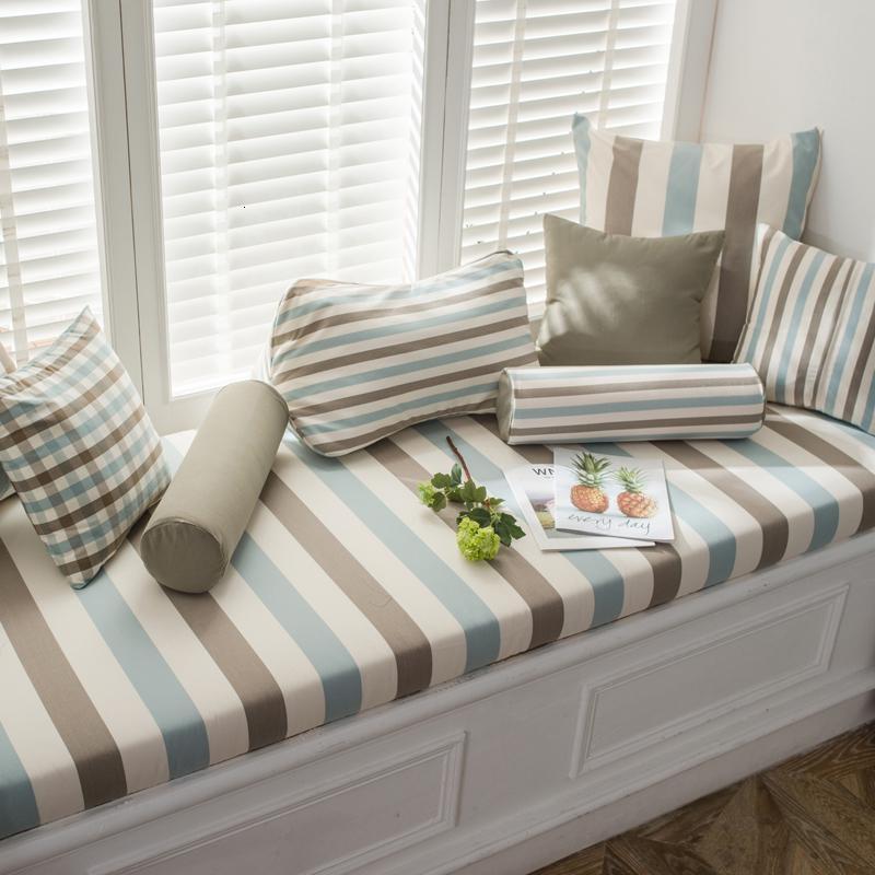 BONJEAN北欧高密度海绵飘窗垫窗台垫定做沙发垫条纹阳台榻榻米垫卡座 格条7定制联系客服报价
