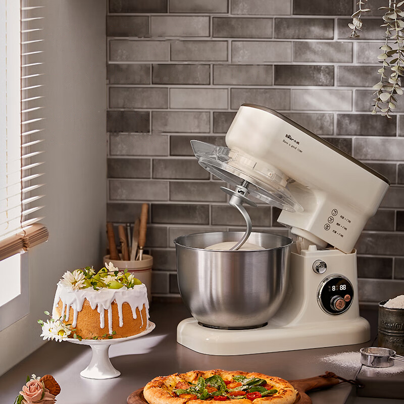 小熊(bear)搅拌机 家用和面机揉面机搅面机多功能打蛋器 全自动搅拌料理机 SJJ-E08G1 5升 白色 / 台