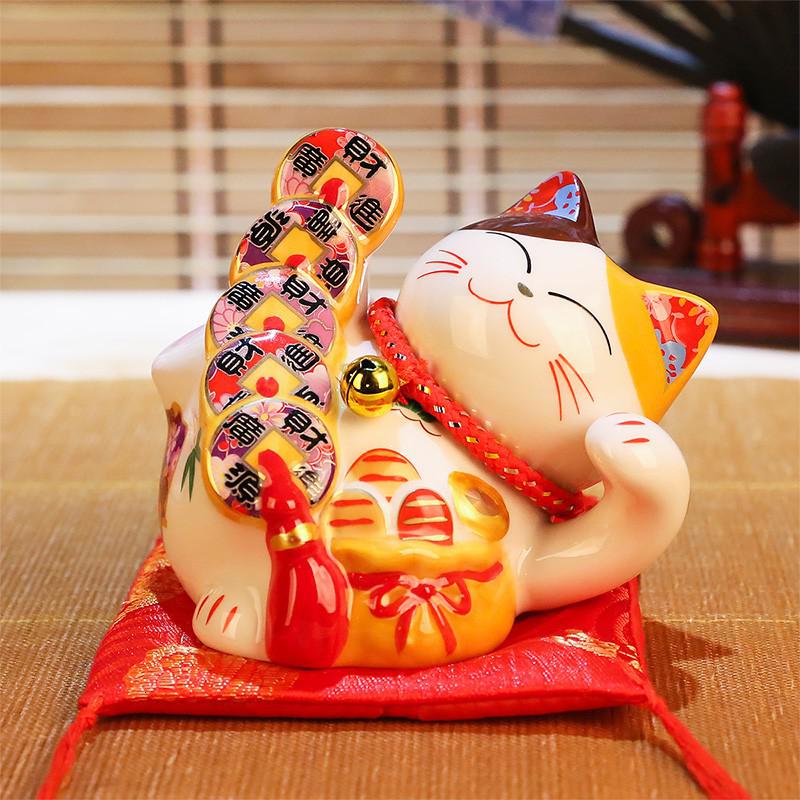 猫小摆件 4寸迷你号创意陶瓷储蓄罐家居店铺开业礼品 三维工匠 『推荐』迷你八件套猫高清大图
