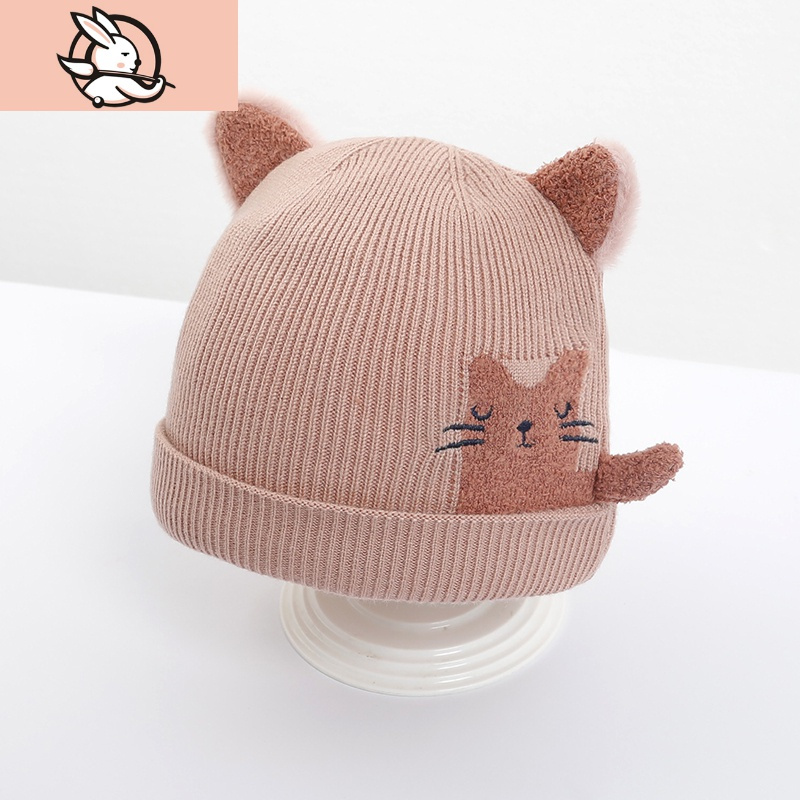 huayangtu婴儿帽子秋冬季可爱超萌毛线帽宝宝冬款加厚初生婴幼儿童冬