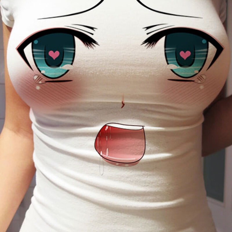 可爱显胸装表情包大眼睛弹性紧身短袖T恤女主播T恤女装