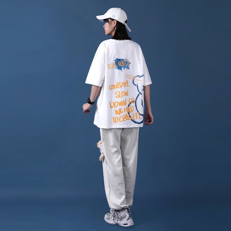 纯棉白色短袖T恤ins潮网红中学生韩版宽松半袖2021年早春新款女装[6天内发货]
