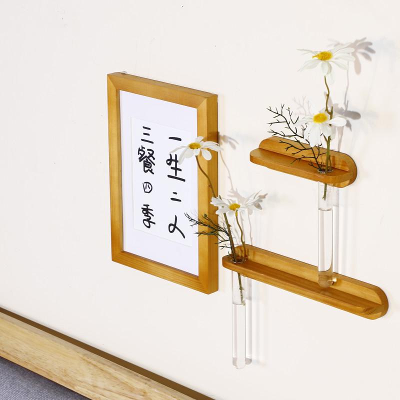 墙上壁饰北欧墙壁装饰实木挂件创意民宿店铺软装卧室餐厅简约文艺 三维工匠 (烧色带瓶)送荷兰菊仿真花送四张文字卡高清大图