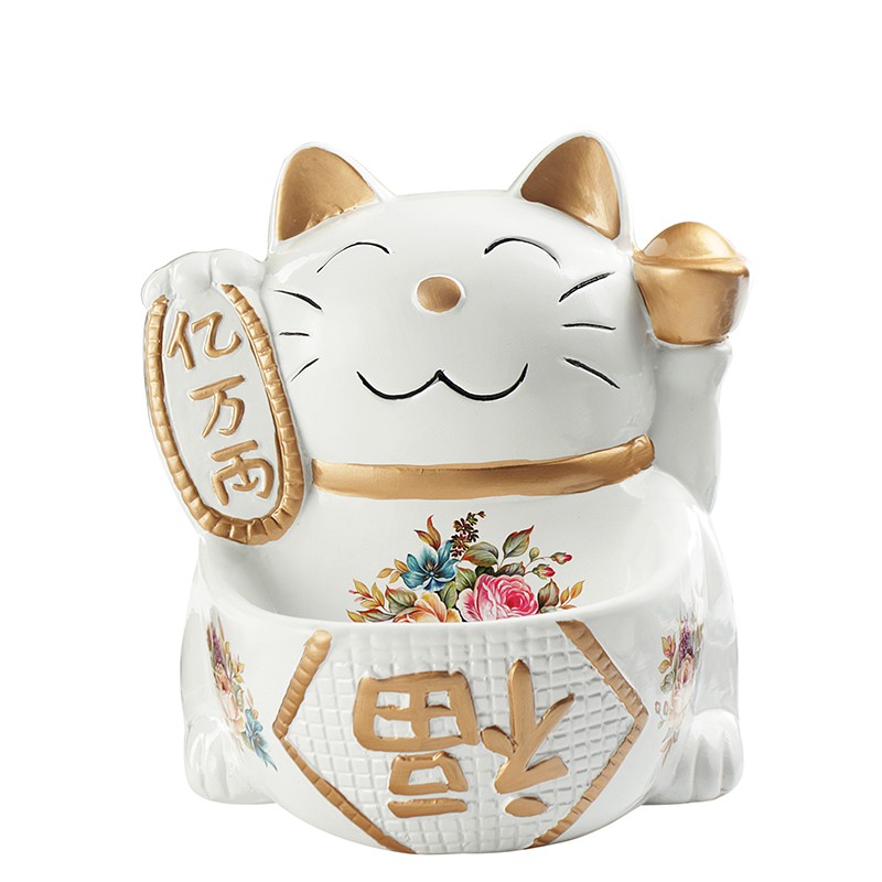 猫摆件欧式美式家居酒柜玄关装饰品鞋柜钥匙收纳盘创意礼品 三维工匠 土豪金猫高清大图