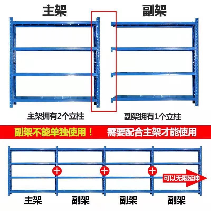鑫环境 150*40*200CM副架 中型货架仓储置物架展示架中型货架仓储仓库货架展示架金属架子高清大图