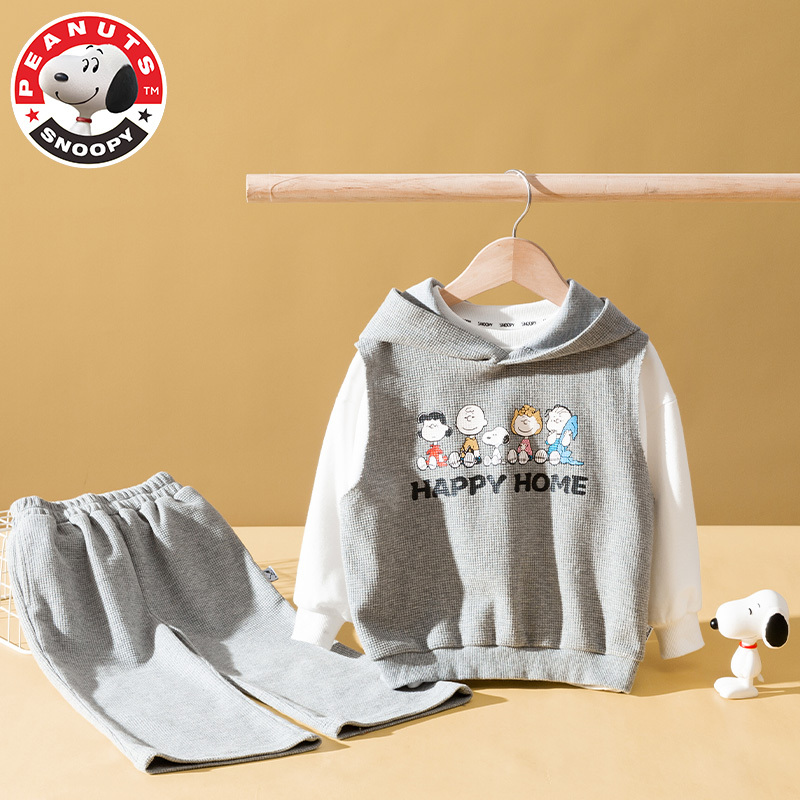 史努比(SNOOPY)新款儿童套装儿童华夫格三件套SXM063