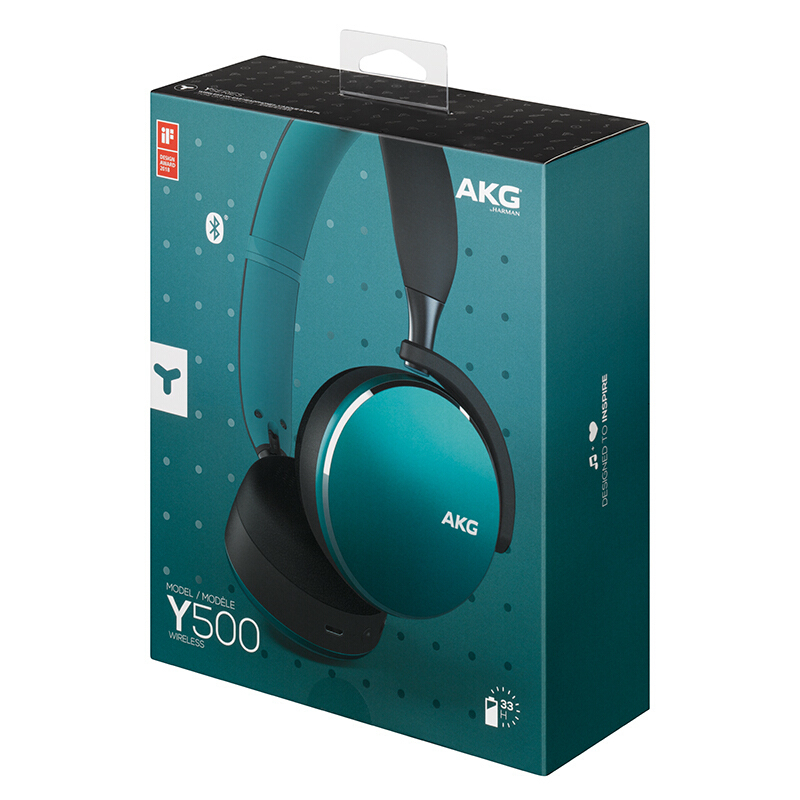 爱科技(AKG) Y500 WIRELESS无线蓝牙耳机 头戴式游戏耳机 手机通用 环境感知可通话 海洋绿