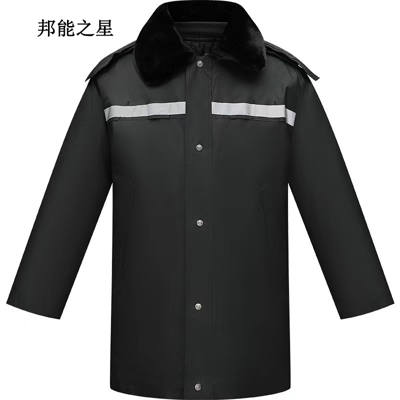 邦能之星藏蓝棉衣保安大衣加厚冬装棉服冬季防寒服工作服棉衣N312221高清大图