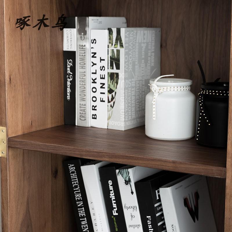 森美人北欧风格橡木电视边柜全实木客厅侧柜黑胡桃木日式玻璃书柜多功能 来图定制0.6米以下宽