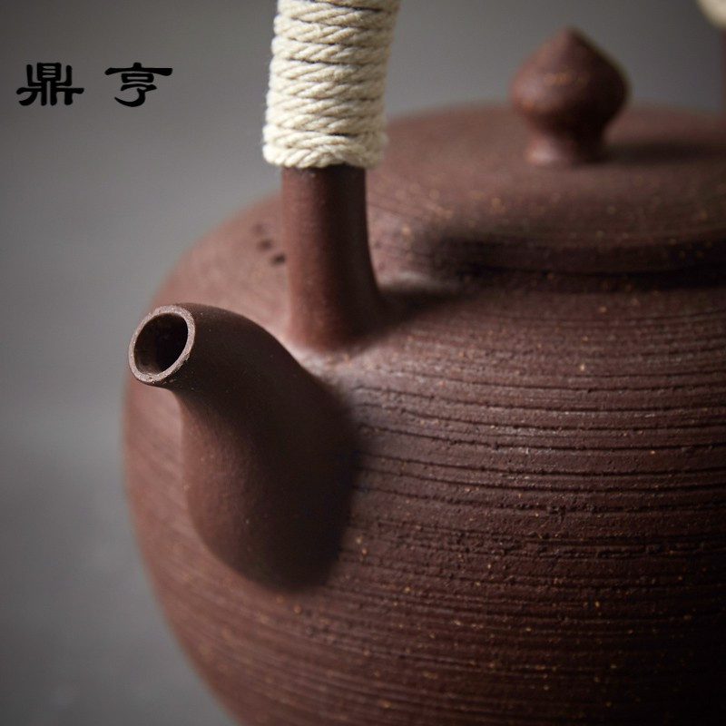 鼎亨粗陶泥煮茶壶大号炭火煮茶器日式功夫茶具电陶炉烧水提梁壶套