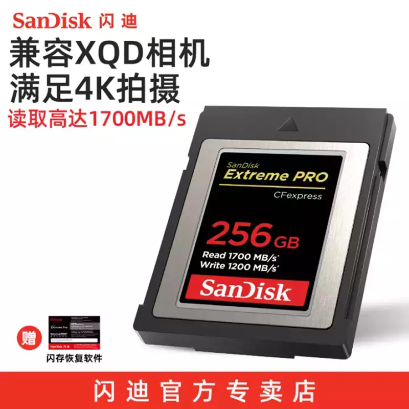 [免邮]闪迪(Sandisk)256G CFexpress Type-B存储卡高端相机内存卡XQD内存卡单反存储卡
