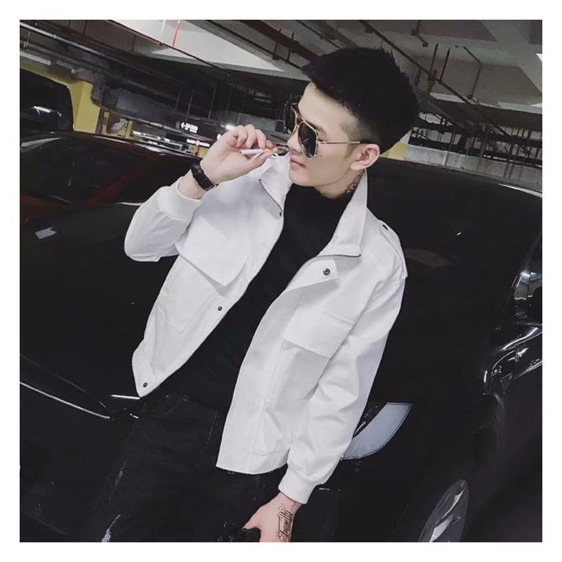 newlake社会人黑白纯色外套男士精神小伙青少年韩版潮流修身百搭工装