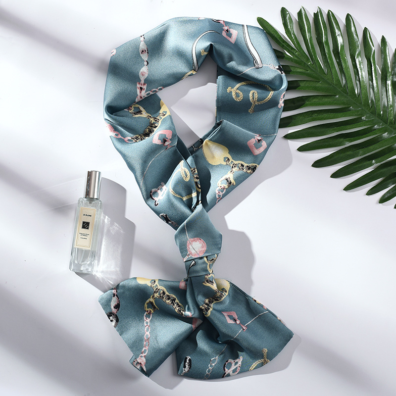 美帮汇细窄长条小丝巾秋冬百搭文艺装饰丝带小领巾围巾女绑包包飘带高清大图