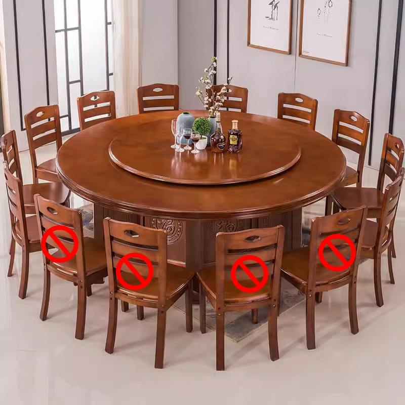 臻远 ZY5110209 实木圆餐桌现代餐桌椅组合1.8米圆桌10把餐椅高清大图