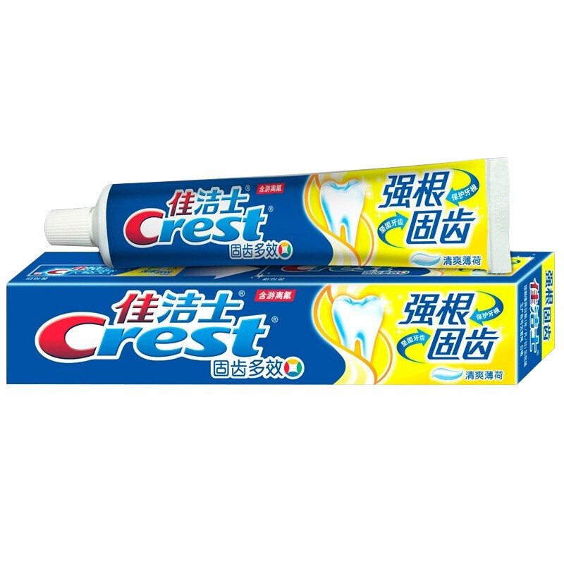 佳洁士强根固齿牙膏140克*8支 去黄去牙渍防渍含氟防蛀清新口气高清大图