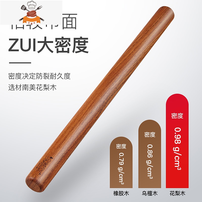 擀面杖器擀皮饺子皮专用实木擀面棍赶面棒家用杆面棍杖 敬平 40*2.8CM花梨木整木高清大图