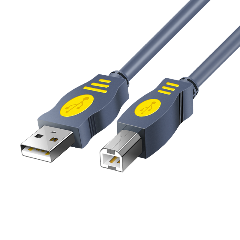 晶华 usb2.0打印机数据线加长连接线惠普爱普生通用方口打印线延长线 灰色5米