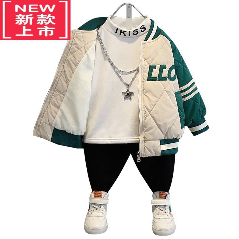 可莉允男童冬装加绒外套棒球服2022新款儿童加厚上衣宝宝秋冬炸街棉衣潮棉服图片