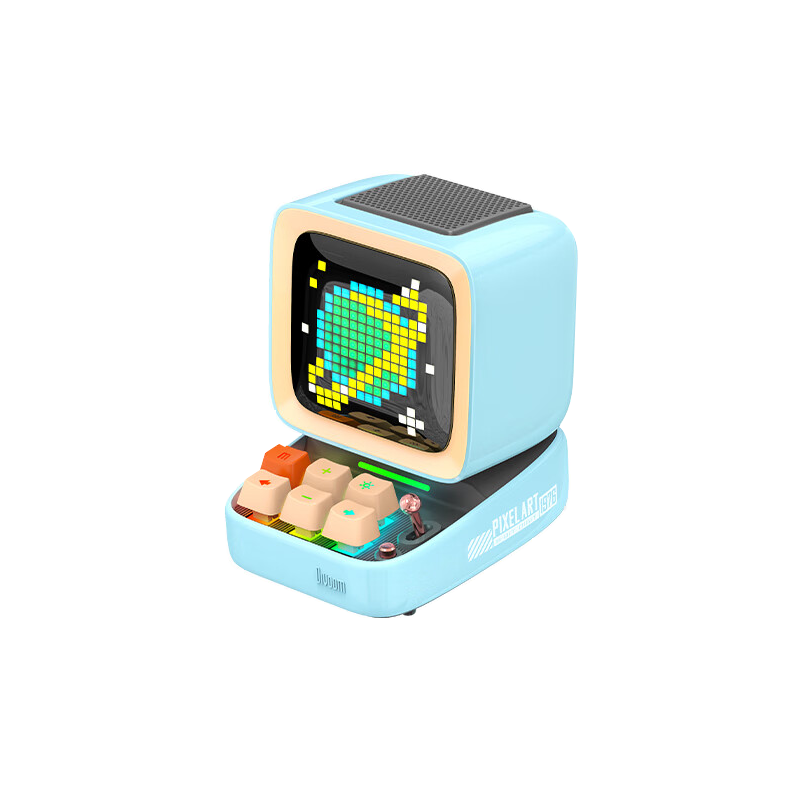 Divoom 点音 Dito像素音响电脑桌面蓝牙音箱迷你家用复古闹钟电竞RGB歌词插卡便捷式低音炮蓝色