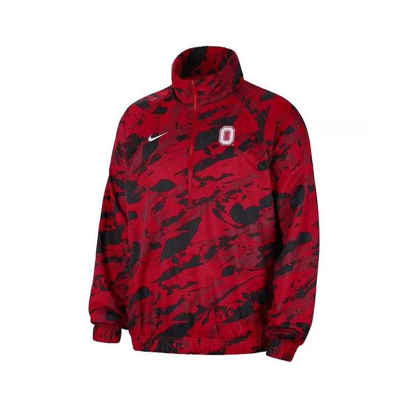 耐克(NIKE)男士scarlet牛津州 buckeyes连帽半拉链夹克轻便透气耐高清大图