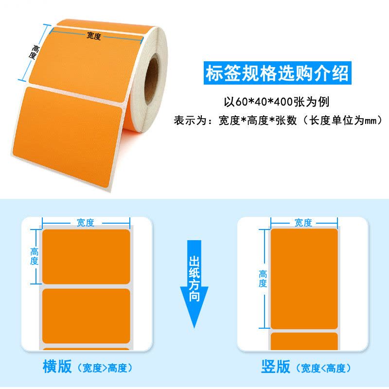 水龙珠(SHUILONGZHU)三防彩色热敏标签纸 不干胶标签贴纸60*40mm*400张 横版图片