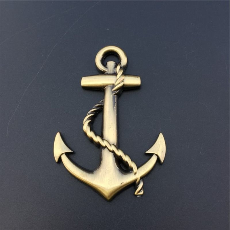 汽车个性装饰贴船锚海军车标金属十字架海军车身贴海盗船车尾标大号船