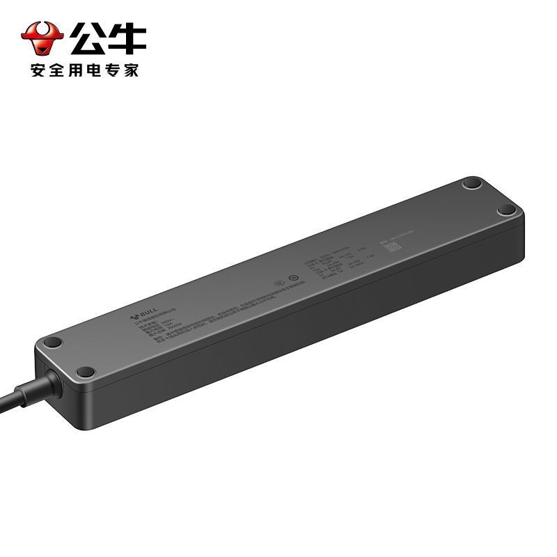 公牛(bull)GN-Z1031U30玄武黑全长1.8米大学生宿舍开学习插座多功能快充usb多孔延长线超薄插排