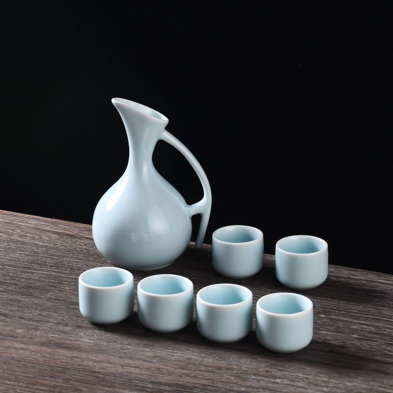 陶瓷白酒杯酒具套装清酒具仿古分酒器烈酒杯黄酒杯小酒盅白酒壶|半月