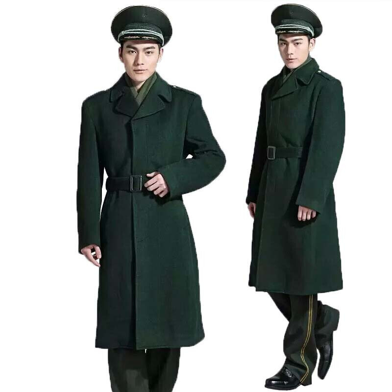 hoscene常服羊绒毛呢大衣军大衣绿色羊毛风衣保暖耐磨校尉冬季wj优良