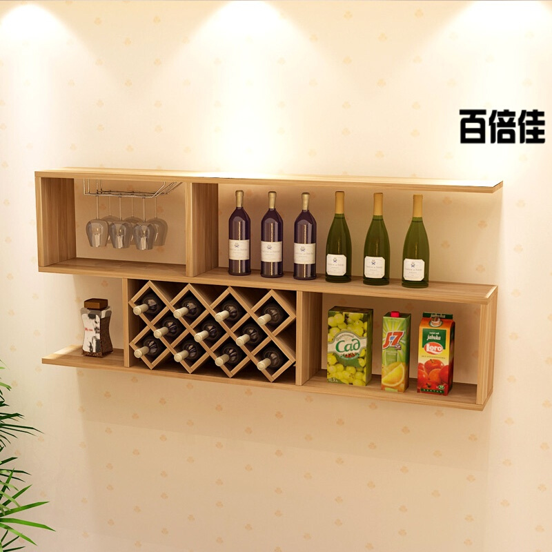 创意新款酒柜壁挂红酒架墙上置物架装饰架酒格餐厅摆件架酒架壁挂现代简约壹德壹高清大图