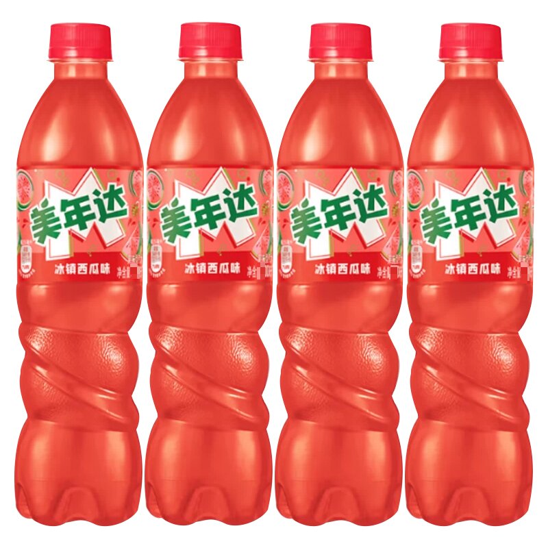 百事可乐美年达西瓜味汽水碳酸饮料600ml*4瓶饮料