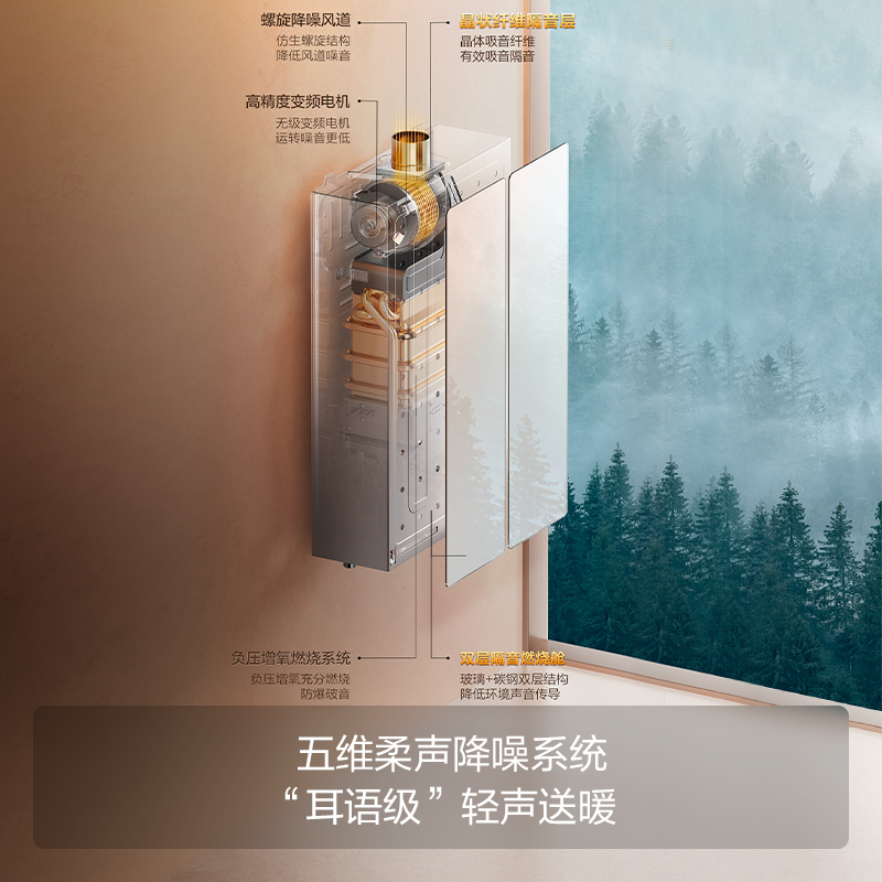 方太JSQ30-MS16T1-FR燃气热水器16+1升天然气蝶翼系列家用即热式水伺服变频沐浴洗 晶缎玻璃管线遮瑕