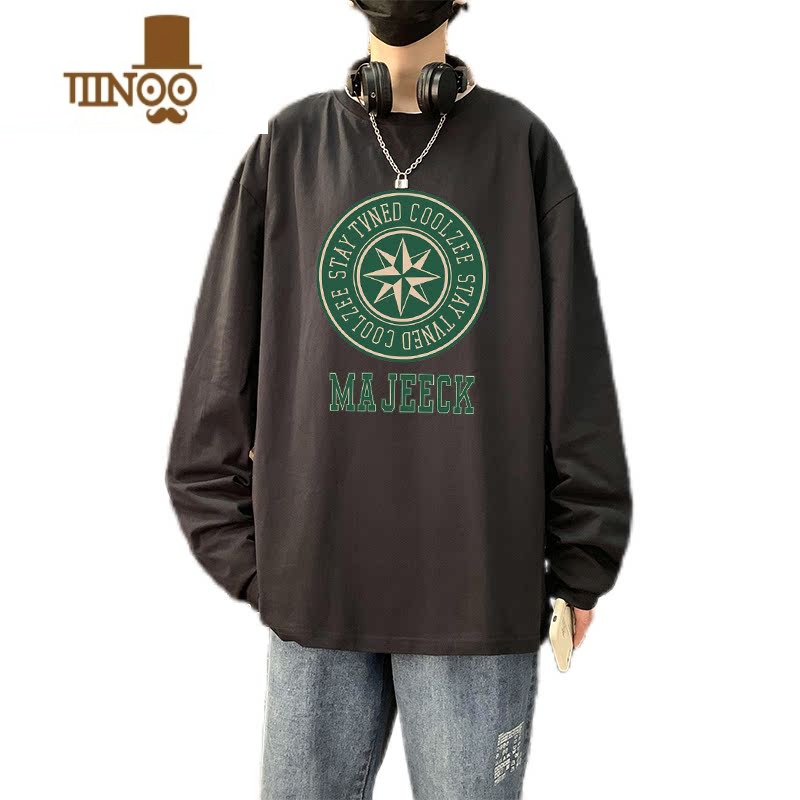 YANXU打底衫ins潮流宽松韩版白色上衣服男士长袖t恤薄款内搭高清大图