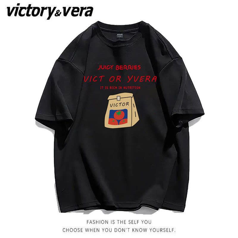 VICTORYVERA港风日系短袖t恤女夏季2022新款韩版宽松字母印花上衣图片