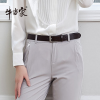 牛当家(CattleOWN)女士腰带真皮时尚腰带女红色头层牛皮裤带女皮带女款5161