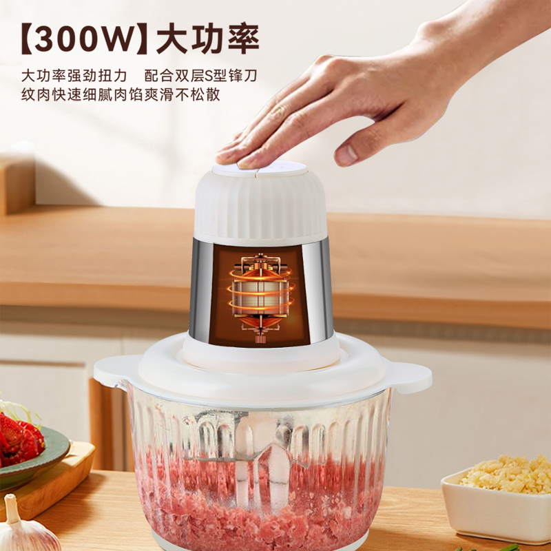 艾青春(AIYOUth)绞肉机家用料理机全自动多功能小型电动辅食搅拌机打肉馅碎肉 2L IQC-J30A(升级款)!高清大图