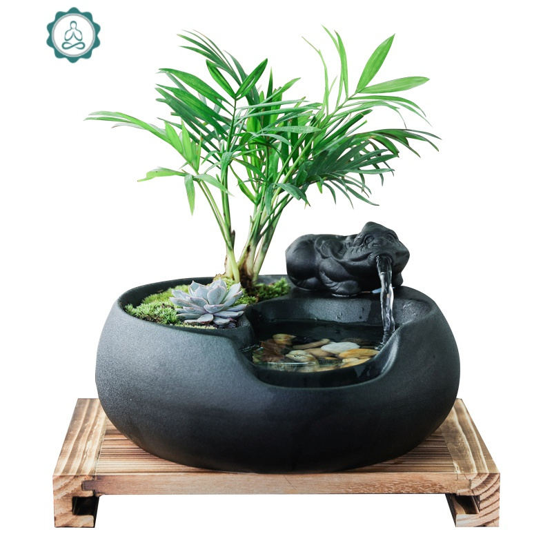 创意流水盆栽家居室内玄关小摆件办公桌面微景观开业乔迁礼品封后竹子