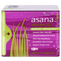 阿莎娜asana 加拿大原装进口超薄棉面夜用卫生巾 8P