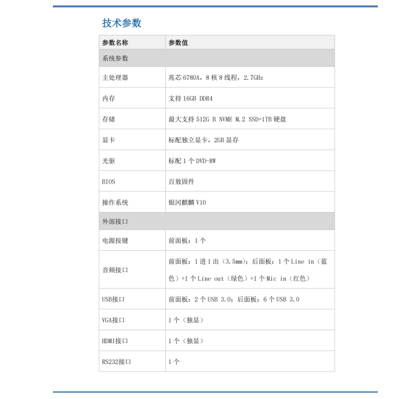 大华台式计算机(单主机兆芯6780A)DH-HDC5100X-009台高清大图