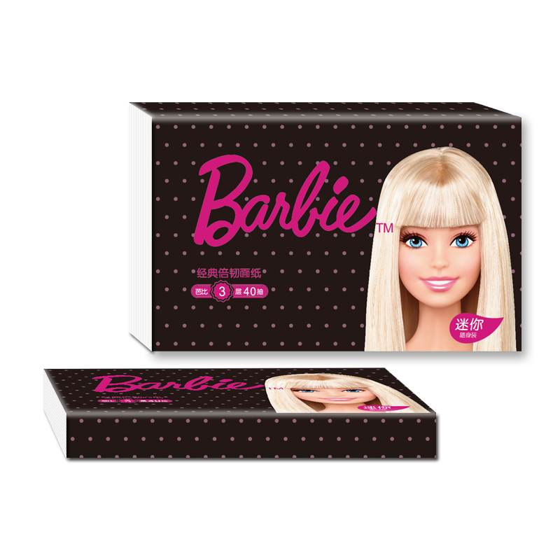 芭比(Barbie) 抽纸 经典倍韧系列 三层40抽5包大规格(长幅) 母婴适用 卫生纸