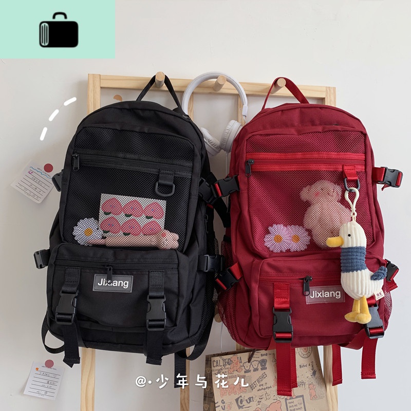 日系简约原宿工装双肩包男旅行电脑背包学生书包女高中ins大容量NEWLAKE高清大图