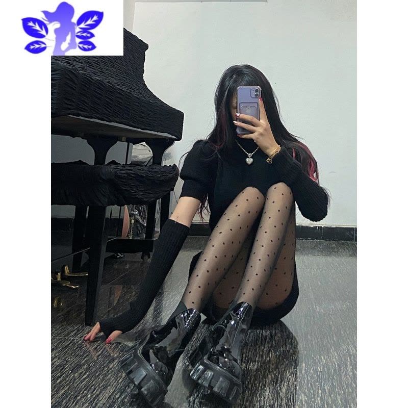 Ideamini小团家!幂式穿搭春季波点黑丝连裤袜超薄圆点性感丝袜高个子加长图片