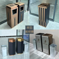 不锈钢酒店大堂垃圾桶带烟灰缸商场电梯口商用立式宾馆走廊灭烟桶 A311砂钢银