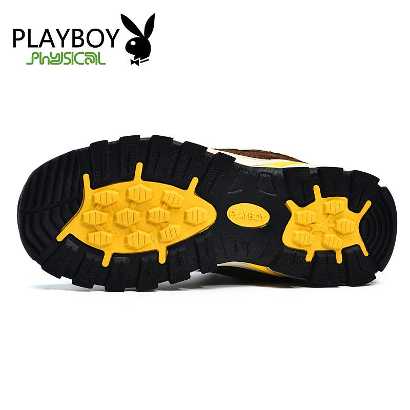 花花公子(PLAYBOY)登山鞋男加绒高帮棉鞋冬季新款雪地户外鞋保暖徒步鞋子 男图片