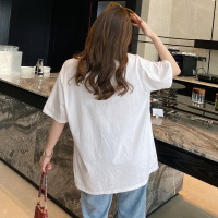 唐狮 短袖女夏上衣新款侧边开叉小标韩版设计感小众百搭T恤