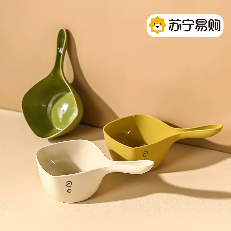 苏宁加厚水瓢大号长柄加深浇菜水舀厨房摔不坏面瓢家用塑料勺2112高清大图
