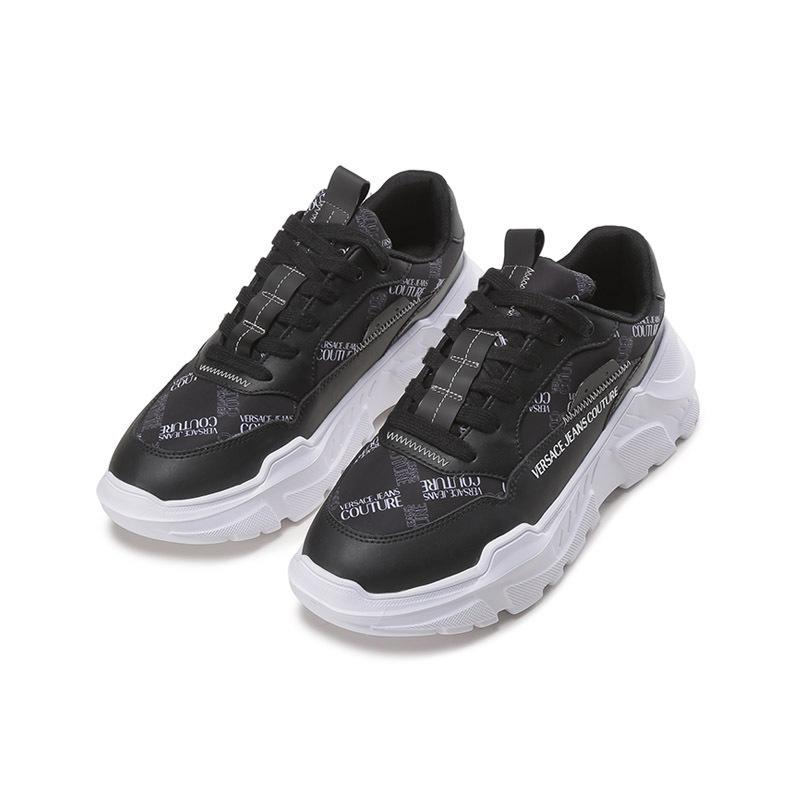 范思哲versacejeanscouture男士织物配皮系带休闲运动鞋73ya3scazs397